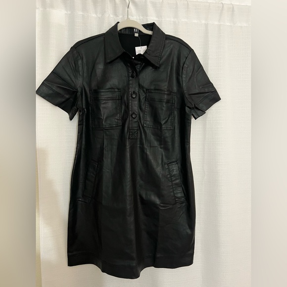 KUT Tatiana Coated Denim Point Collar Short Sleeve - Picture 3 of 7